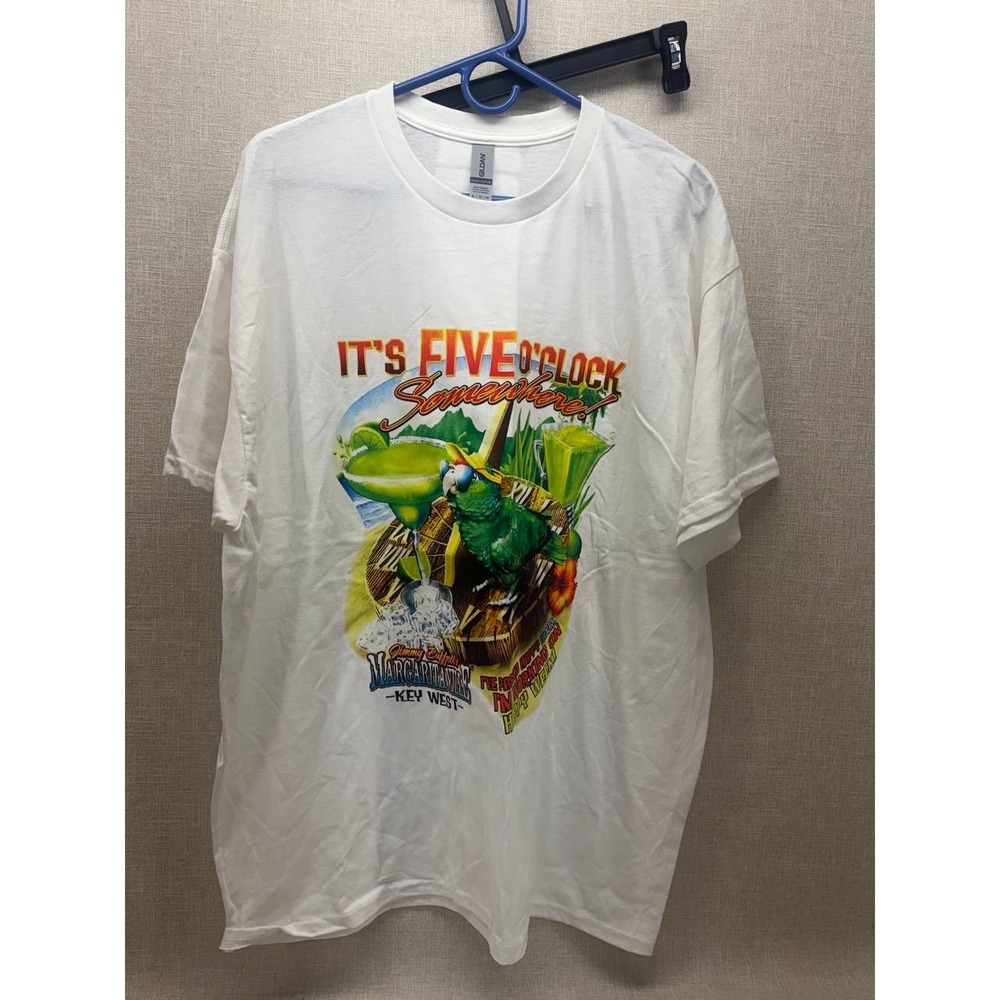 Jimmy Buffett Margaritaville Key West T-Shirt XLWhite 5 O'Clock Somewhere Parrot